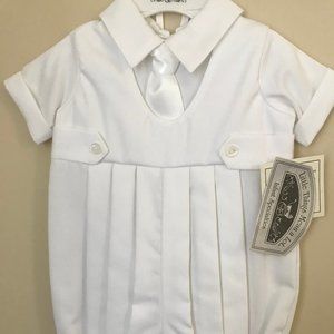 Little Things Mean a Lot Christening Baptism Coverall Satin Tie, Bonnet NEW